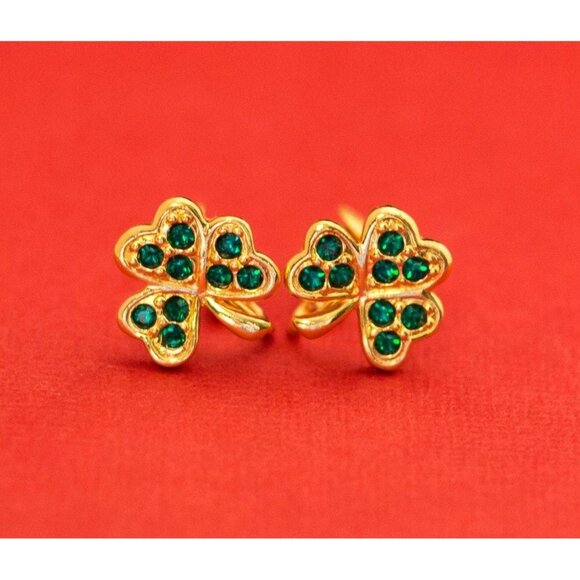 Vintage Clover Irish Lucky Leaf Earrings by avon - F4 - Picture 1 of 2